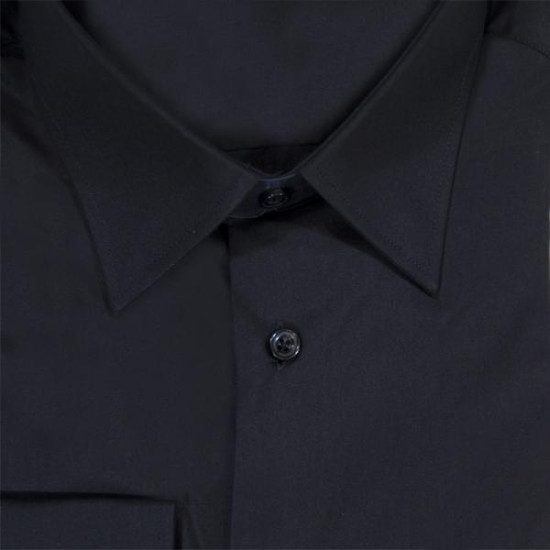 Πουκάμισο μονόχρωμο με μακρύ μανίκι - ΜΑΥΡΟ