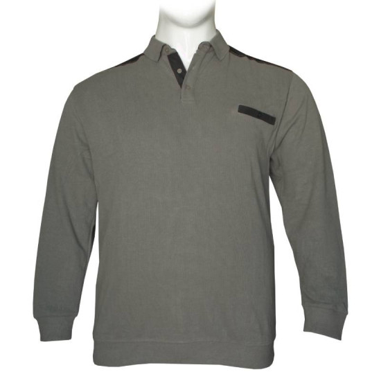 Βαμβακερό polo wool feel με τσέπη στο στήθος - Faded Battleship Grey