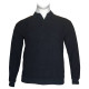 Βαμβακερή μπλούζα Polo wool feel της Leo Collection,με suede λεπτομέρειες - Dark Blue
