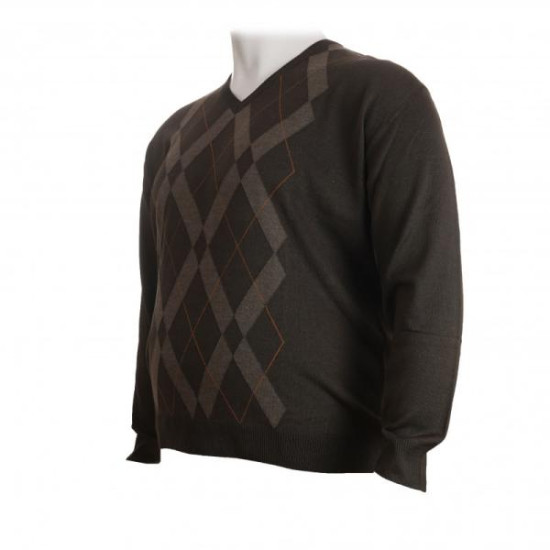 Πλεκτη μπλουζα βε με σχεδιο ρομβους - Καφε/Μοκα