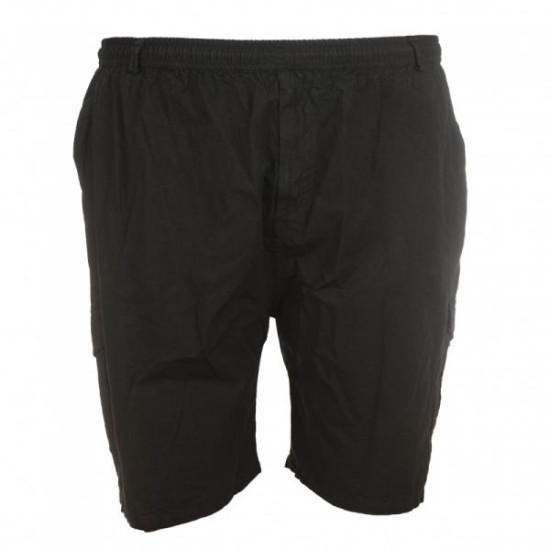 Βαμβακερή βερμούδα τύπου cargo με λάστιχο στη μέση - Black