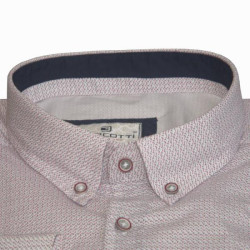 King size ελαστικό μακρυμάνικο πουκάμισο με μικροσχέδιο - Martini red/Pale White