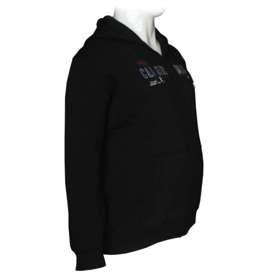 Zακέτα τρίκλωνη βαμβακερή με κέντημα κ στάμπα by Leo collection - Black