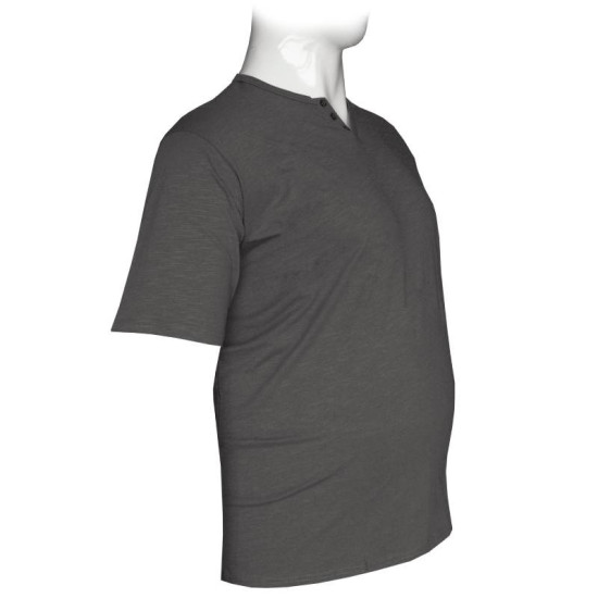 Βαμβακερό t-shirt φλάμα μονόχρωμο τύπου button ve - Ultimate Grey