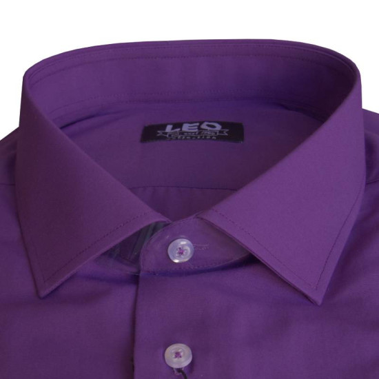 Πουκάμισο μονόχρωμο με μακρύ μανίκι - Dark Violet