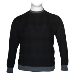 Πλεκτη μπλουζα με λαιμοκοψη και ζακαρ πλεξη - Black