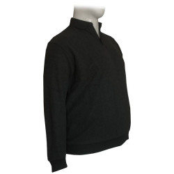 Βαμβακερή μπλούζα Polo wool feel με κέντημα στο στήθος - Anthracite