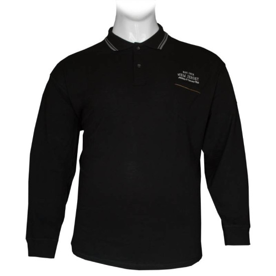 Polo pique μπλούζα New Jersey με τσέπη και κεντητές λεπτομέρειες - Black