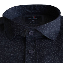 Πουκάμισο μακρυμάνικο ελαστικό με μικροσχέδιο - Dark Blue Πουκάμισο μακρυμάνικο ελαστικό με μικροσχέδιο - Dark Blue