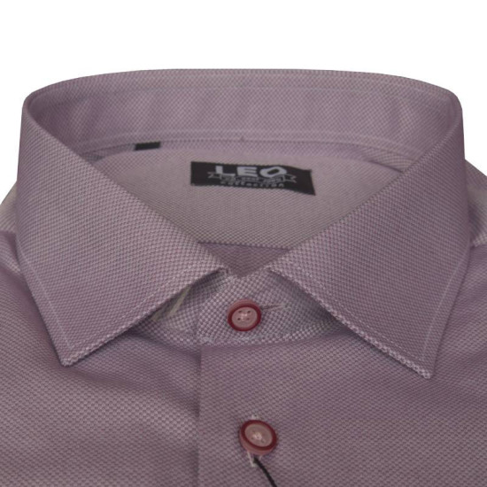 Πουκάμισο Oxford μακρυμάνικο με γιακά τύπου Rex, της Leo Collection - Chatelle Violet