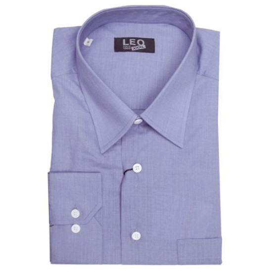 Πουκάμισο μονόχρωμο με μακρύ μανίκι - Echo Blue