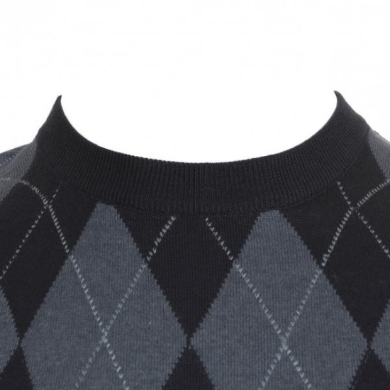 Πλεκτή μάλλινη μπλούζα με ρομβικό σχέδιο - Μπλε/Ραφ