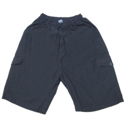 Βαμβακερή βερμούδα τύπου cargo με λάστιχο στη μέση - ΜΑΥΡΟ