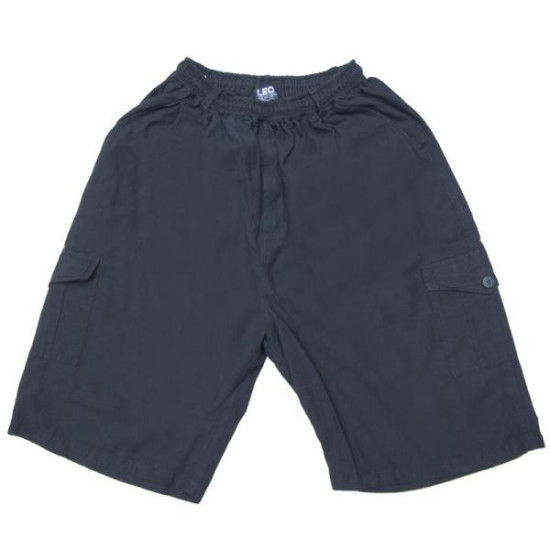 Βαμβακερή βερμούδα τύπου cargo με λάστιχο στη μέση - ΜΑΥΡΟ