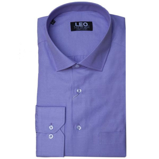Πουκάμισο Fil-a-Fil μονόχρωμο γαλλικής ραφής & ελληνικής κατασκευής της Leo Collection - Light Violet