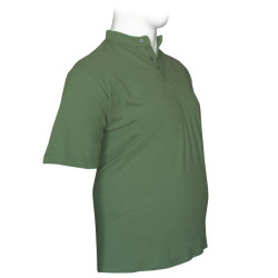 Βαμβακερό πικέ μπλουζάκι button neck - Deep Lichen Green