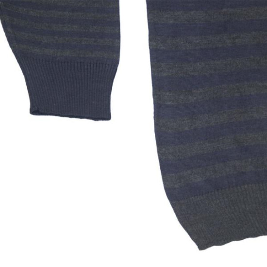 Πλεκτή μπλούζα με βε και ρίγα - ΓΚΡΙ/ΜΠΛΕ