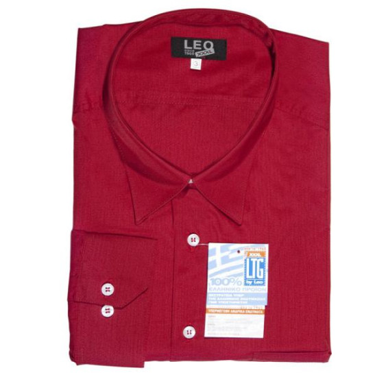 Πουκάμισο μονόχρωμο μακρυμάνικο - ΚΟΚΚΙΝΟ