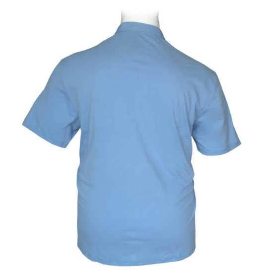 Polo πικέ ελαστικό μονόχρωμο με μεταλλικό patch και κουμπί στο γιακά - Cornflower Blue