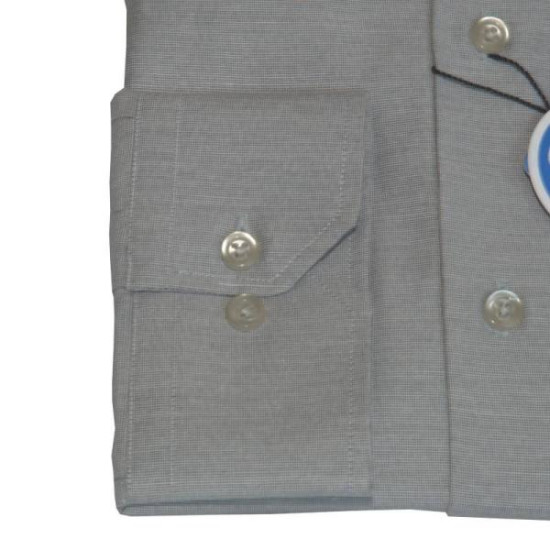 Πουκάμισο Fil-a-Fil μονόχρωμο γαλλικής ραφής & ελληνικής κατασκευής της Leo Collection - Faded Battleship Grey