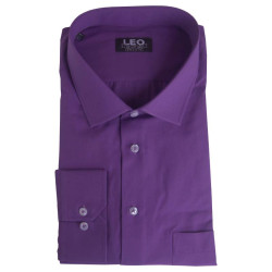 Πουκάμισο μονόχρωμο με μακρύ μανίκι - Dark Violet