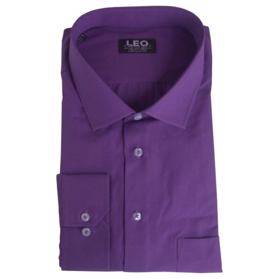 Πουκάμισο μονόχρωμο με μακρύ μανίκι - Dark Violet