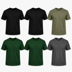 6Pack T-shirt Προσφορά 3+3 - 2Black,2Forest Green,Charcoal,Khaki