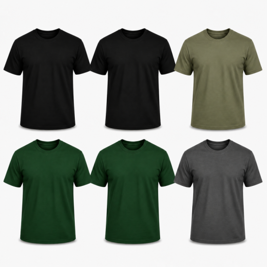 6Pack T-shirt Προσφορά 3+3 - 2Black,2Forest Green,Charcoal,Khaki