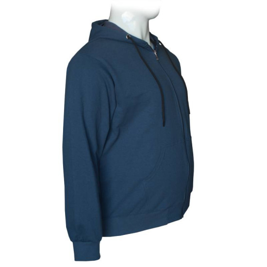 Ζακέτα φούτερ δίκλωνη με patch και κουκούλα - ΙΝΤΙΓΚΟ