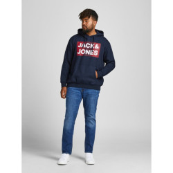 Hoodie φούτερ με μεταξοτυπία Jack & Jones +Fit - Navy Blazer