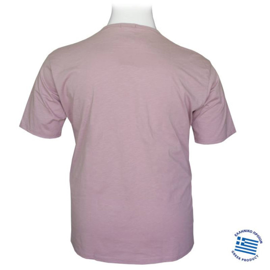 Βαμβακερό t-shirt φλάμα μονόχρωμο τύπου button ve,by LTG - Light Plum