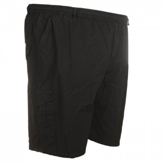 Βαμβακερή βερμούδα τύπου cargo με λάστιχο στη μέση - Black