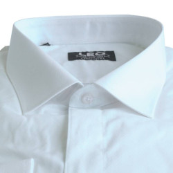 Πουκάμισο Αμπιγιέ μονόχρωμο γαλλικής ραφής & ελληνικής κατασκευής της Leo Collection - White