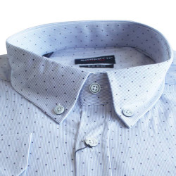 King size ελαστικό μακρυμάνικο πουκάμισο με μικροσχέδιο - Cornflower Blue