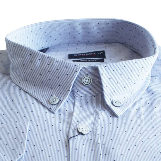 King size ελαστικό μακρυμάνικο πουκάμισο με μικροσχέδιο - Cornflower Blue