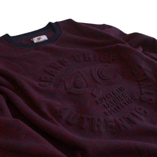 Μακρυμάνικη Μπλούζα Wool Feel με Flock 3D στάμπα της Leo Collection - Bordeaux