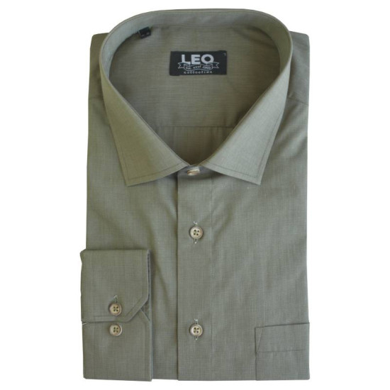 Πουκάμισο Fil-a-Fil μονόχρωμο γαλλικής ραφής & ελληνικής κατασκευής της Leo Collection - Cotton Seed
