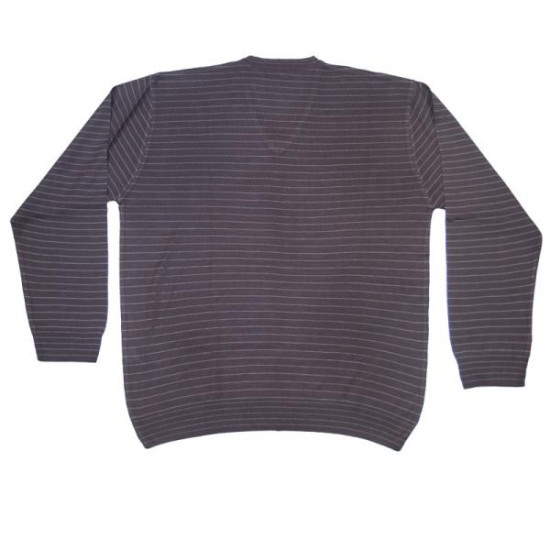 Πλεκτή μπλούζα ριγέ με βε - Καφέ/Γκρι