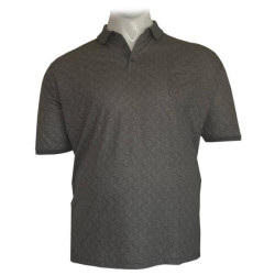 King size polo jacquard με τσέπη και κοντό μανίκι by Leo Collection - Echo Grey