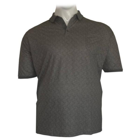 King size polo jacquard με τσέπη και κοντό μανίκι by Leo Collection - Echo Grey