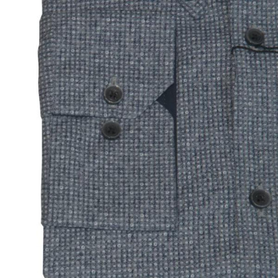 King size ελαστικό μακρυμάνικο πουκάμισο με μικροσχέδιο - Lucky Point Blue/Grey