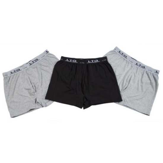 Μποξεράκι βαμβακερό τριών τεμαχίων - ΜΑΥΡΟ/ΓΚΡΙ