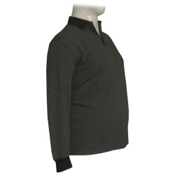 Μπλούζα Polo βαρύπλακη με κουμπί και τσέπη στο στήθος - Anthracite