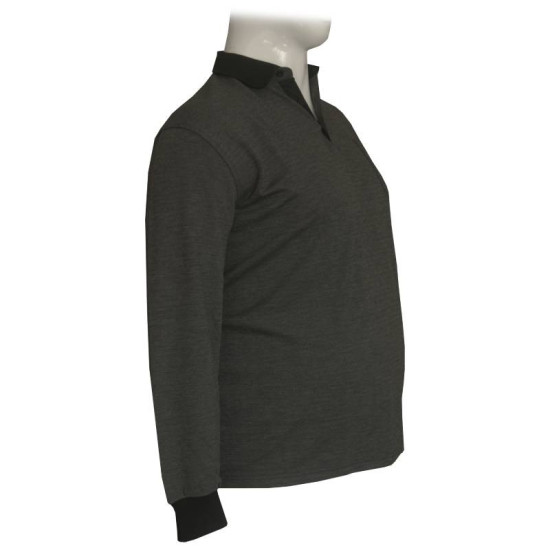 Μπλούζα Polo βαρύπλακη με κουμπί και τσέπη στο στήθος - Anthracite