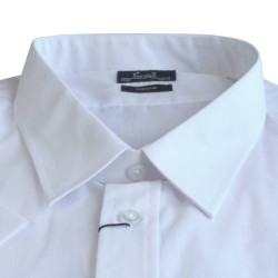 Κοντομάνικο πουκάμισο μονόχρωμο από σύμμεικτη συνθετική ποπλίνα - White