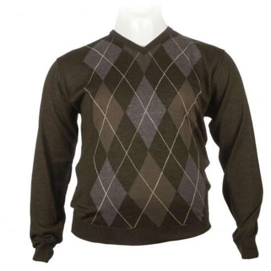 Πλεκτη μπλουζα βε με σχεδιο ρομβους - Χακι/Λαδι/Γκρι