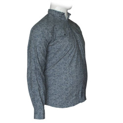 Πουκάμισο μακρυμάνικο ελαστικό με μικροσχέδιο και cargo τσέπες - Grey/Fade Blue