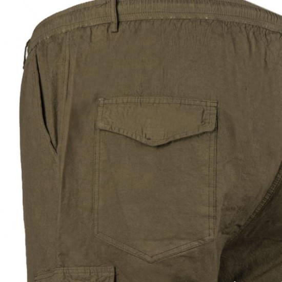 Καλοκαιρινή βαμβακερή παντελόνα μεσαίου καβάλου τυπου cargo με λάστιχο by L.T.G - Khaki