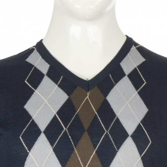 Πλεκτη μπλουζα βε με σχεδιο ρομβους - Μπλε/Καφε/Σιελ