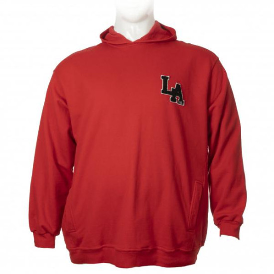 Hoodie φούτερ kingsize με κεντητές λεπτομέρειες - Red